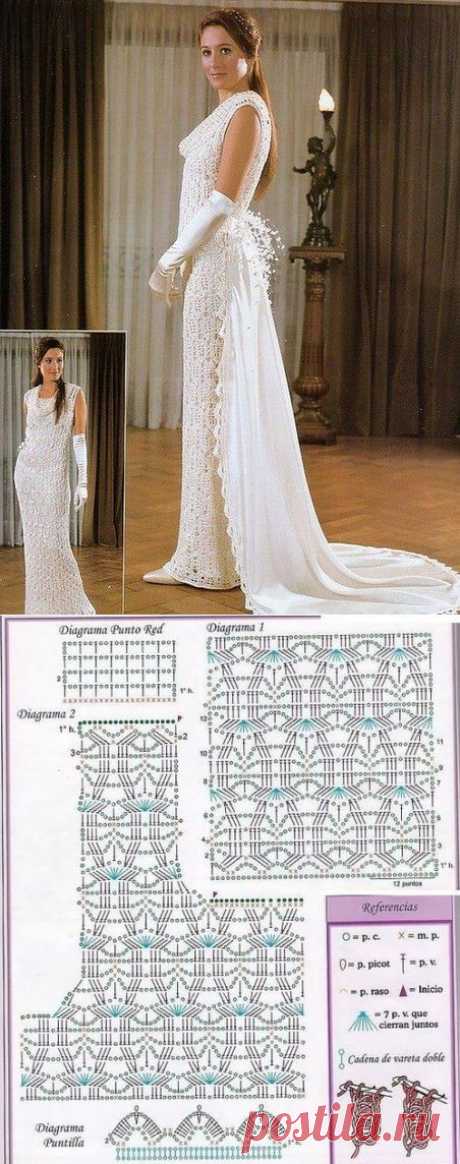 Свадебное платье крючком схема. Платье вязаное крючком ирландское кружево | Домоводство для всей семьи