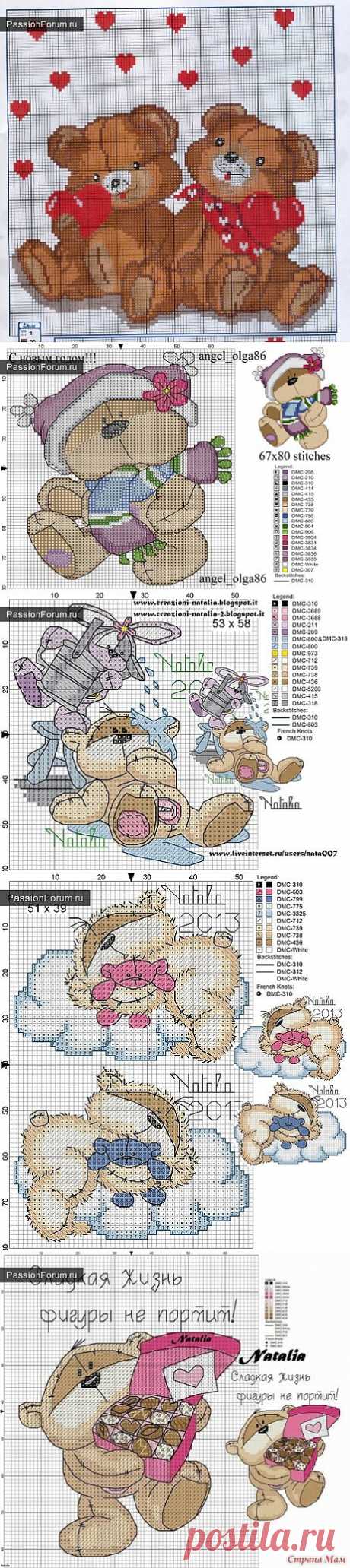 МИШКИ... ЧАСТЬ 8 / Схемы вышивки крестиком / PassionForum - мастер-классы по рукоделию