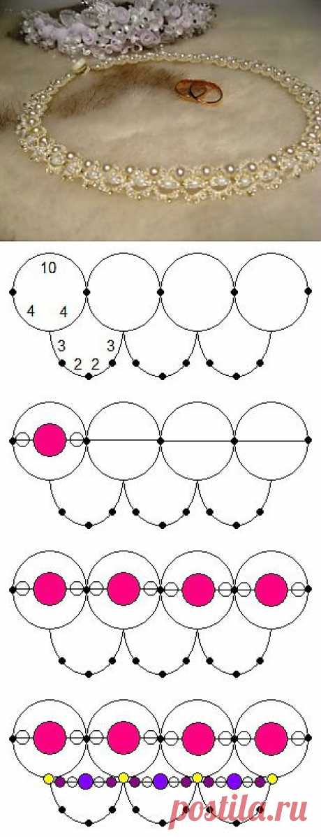 Бисеринка: Свадебное ожерелье из бисера