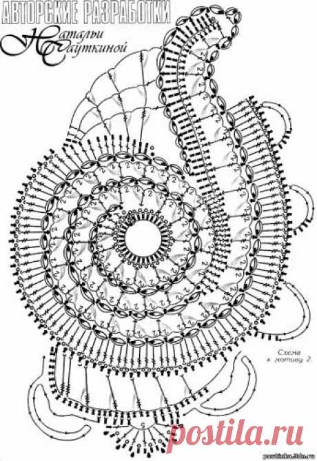 Вязаный фантазийный мотив. Схема вязания крючком.