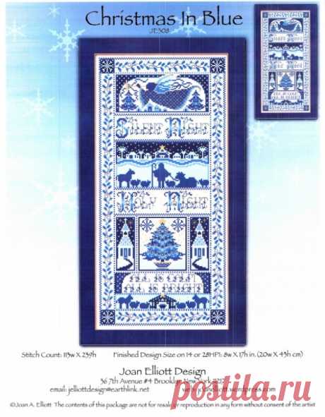 Joan Elliott Design - JE308 Christmas In Blue by Joan Elliott-Cross stitch Communication / Download (only reply)-Cross stitch Patterns Scanned-PinDIY.com