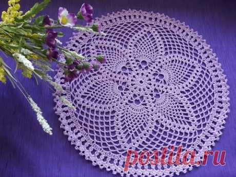 Вязаная салфетка "Фиалка" / Wood Violet Crochet Doily. Вязание крючком для начинающих.