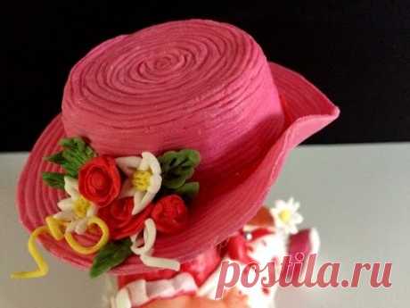 Fondant hat: Hat for a doll: Cake decoration: Fondanthut: Birthday cake for baby girl