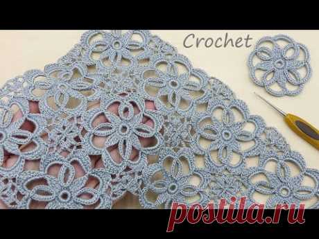 Crochet a PERFECT Square! CROCHET tutorial for beginners Motif : Doily, Blouse, Shawl, Pillow..