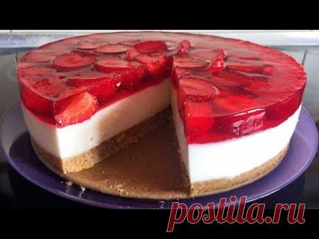 ЧИЗКЕЙК с клубникой🍓Творожный Торт Без Выпечки! С Клубникой и Желе! Cheesecake with strawberries