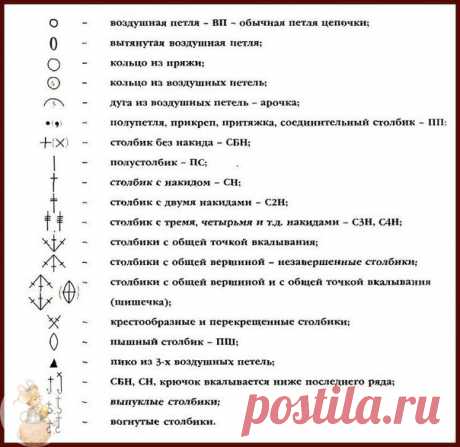 Вяжем крючком. Условные обозначения.

Сохраняйте в свои копилочки нажав "Поделиться" или "Мне нравится".