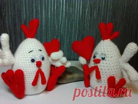 Валентинка-петушок. Valentine's cockerel. Amigurumi. Crochet. Амигуруми. Игрушки крючком.