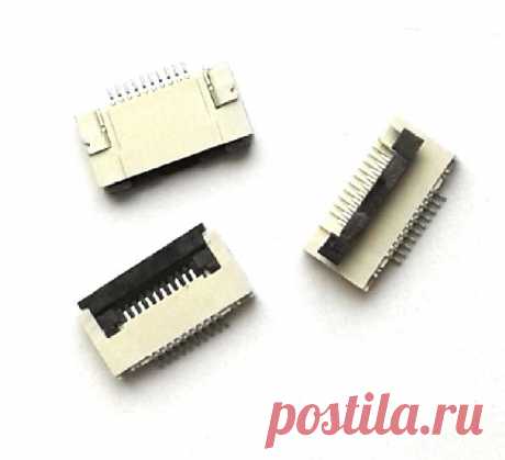 Купить Flip-Lock SMD гнездо 10 pin для FFC, FPC шлейфов с защёлкой, выводы снизу, на кнопку включения планшетов, для шлейфа тачпада, шаг 0,5 мм.