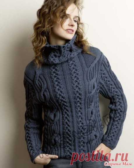Модная модель женского свитера с косами с описанием и схемами вязания. - Вязание спицами - Страна Мам