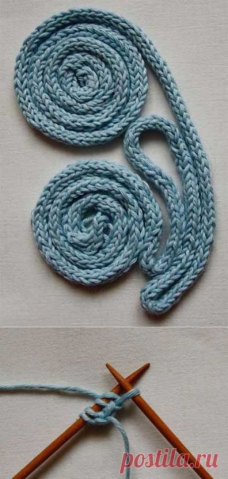 Вязание-спицы &gt;Очень простой способ вязания круглых шнуров на спицах.