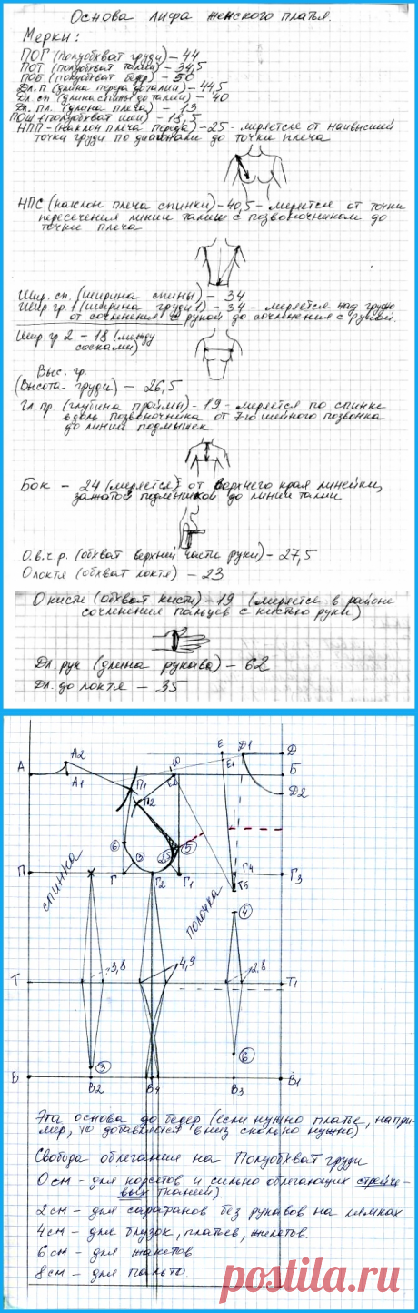 Построение лифа и рукава по методике курсов по шитью. МК