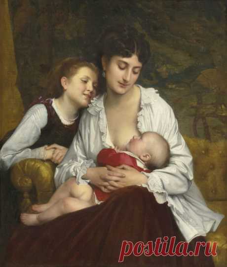 Leon Jean Basile Perrault (French, 1832-1908)... Мать тихо напевала и качала К её груди прильнувшее дитя. (часть-2)