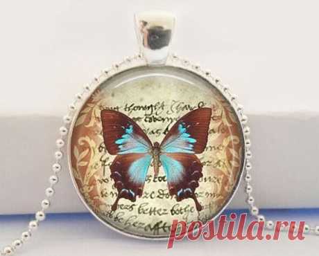 Butterfly Vintage Pendant Silver Chain Necklace от ViolaVictoria