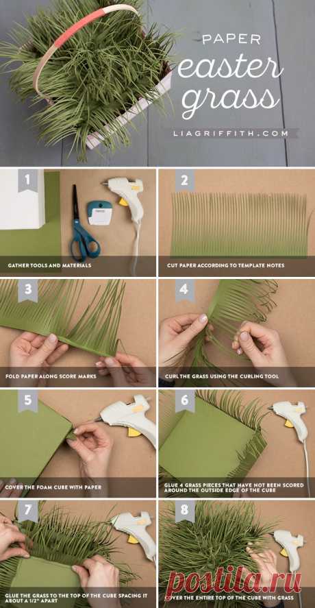 Сделать поделки из плетеной бумаги корзина с Пасхальными травы