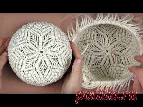 Macrame Basket Pattern with Flower DIY