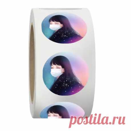 Наклейки в рулоне круглые 50 мм Девушка в маске #4801496 в Москве, цена 7 800 руб.: купить товары для кафе и ресторанов с принтом от Anstey в интернет-магазине