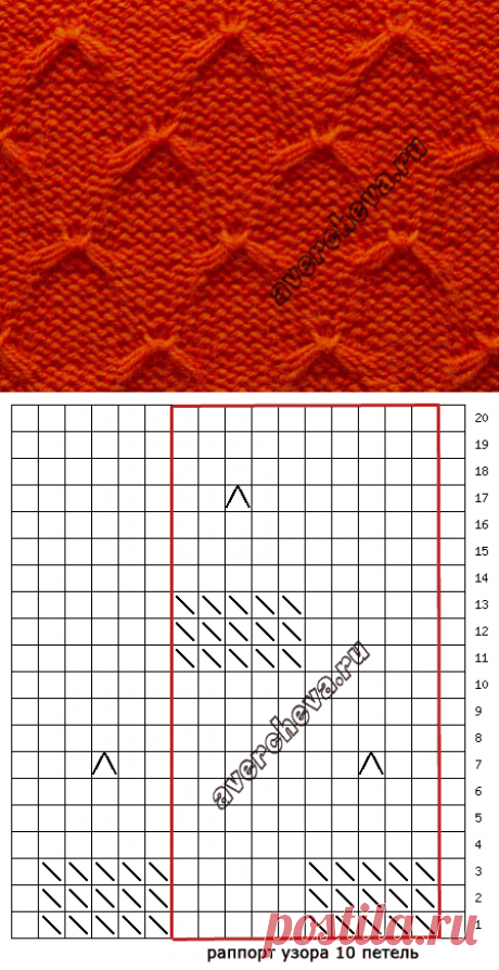 узор 484 из снятых петель | каталог вязаных спицами узоров