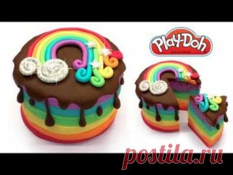 How to make Play Doh Rainbow Cake, Cupcake out of Play Doh. Dolls Toy Food for Kids