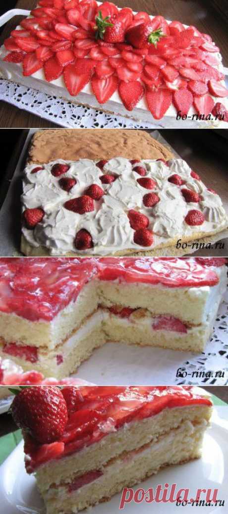 Бисквитный торт с зефиром и клубникой | Домохозяйки
