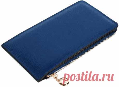 BIG SALE-40% OFF-YALUXE Women's Genuine Leather Multi Card Organizer Wallet with Zipper Pocket Deep Blue at Amazon Women’s Clothing store: