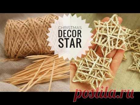 Christmas decor Star made of jute and toothpicks