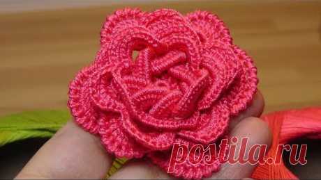 Как связать объёмную РОЗУ крючком - crochet flowers the roses