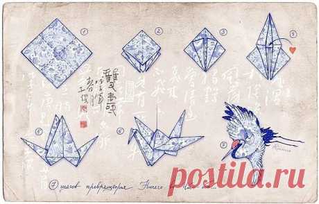 Бумaжные журавлики в технике оригами