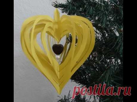 How to make quick and easy paper heart design / Christmas paper ornament