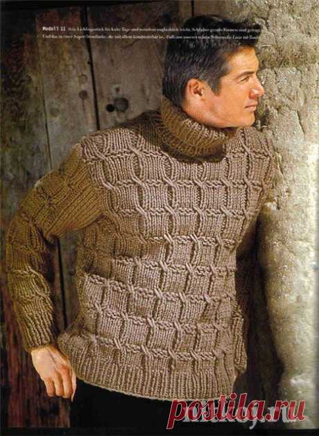 Мужской свитер спицами » Ниткой - вязаные вещи для вашего дома, вязание крючком, вязание спицами, схемы вязания
