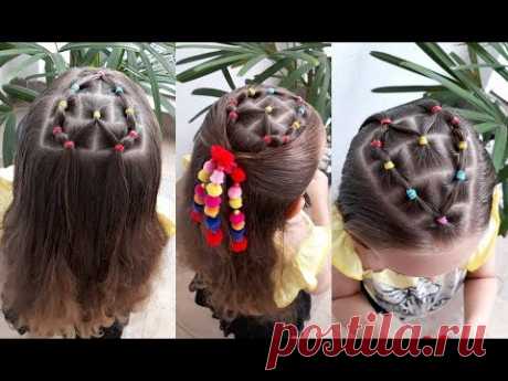 Penteado Infantil com ligas em forma de coração para cabelo solto ou com amarração