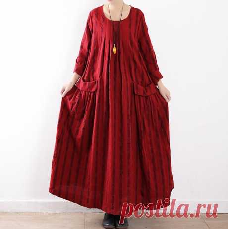 Red Linen dress for women Loose Fitting Dress Maxi Dress | Etsy