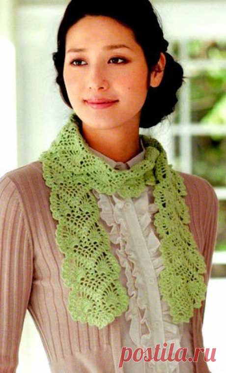 Красивый вязаный шарфик Схема вязания ажурного шарфика