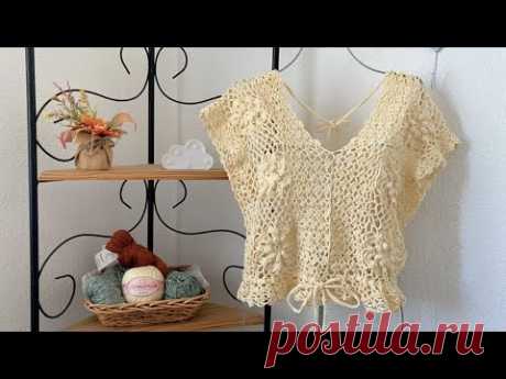 BLUSA CROCHET //Motivos en Granny Square #tutorial #laceromanticblousecrochet