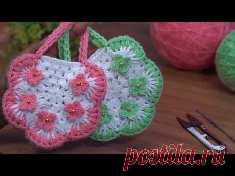 Wow!!! beautiful🥰Crochet knitting mini purse👛/Çok kolay tığ işi örgü mini çanta/mini handbag👜