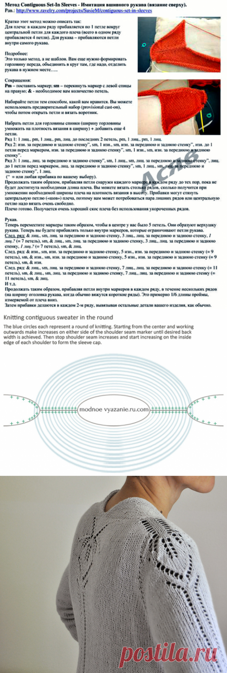 Метод Contiguous - иммитация вшивного рукава - Modnoe Vyazanie ru.com