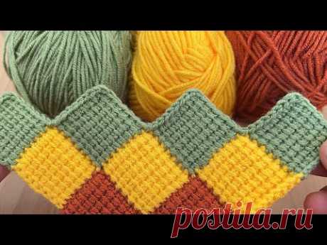Super Eays tunisian knitting model ✅çok kolay gösterişli Tunus işi battaniye modeli Tunus işi zikzak