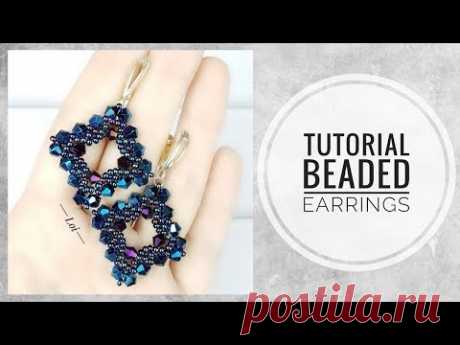 #МК - Плетеные серьги из бисера и биконусов | #Tutorial - Braided earrings with beads and bicones