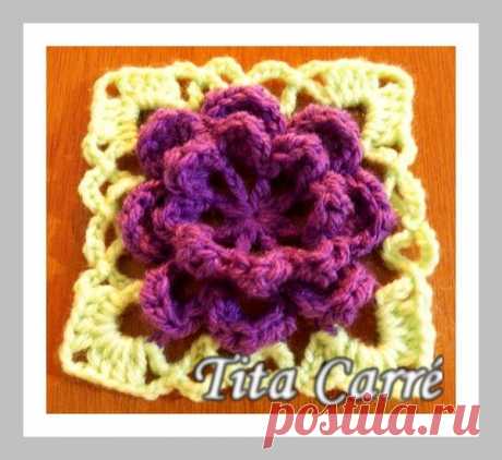 Tita Carré Agulha e Tricot : Granny Square Floral\Quadradinho da vovó floral