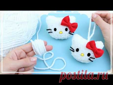 Милая Кошечка Хелло Китти из Ниток 🧶🐱 Cute Hello Kitty of yarn Making 🧶 DIY NataliDoma