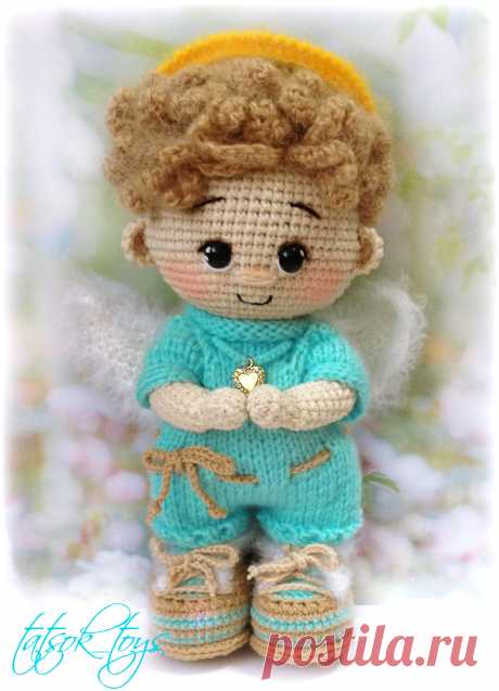 PDF Пупс малыш Ангел крючком. FREE crochet pattern; Аmigurumi doll patterns. Амигуруми схемы и описания на русском. Вязаные игрушки и поделки своими руками #amimore - ангел, ангелок, ангелочек, кукла, куколка.