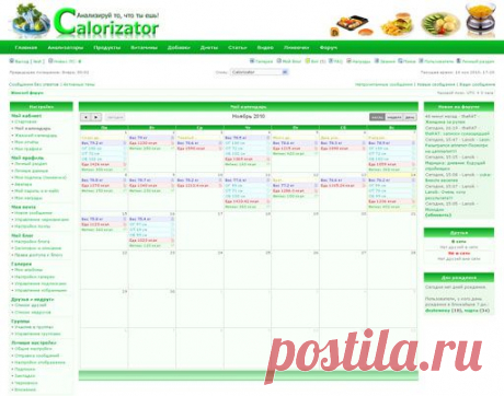 Личный кабинет - www.calorizator.ru