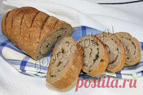 Ржано-пшеничный хлеб с беконом и зелёным луком. Рецепт приготовления