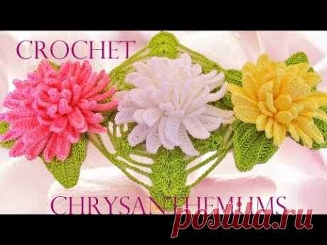 Como tejer fácil y rápido lindas flores Crisantemos - How to make Knitting chrysanthemums