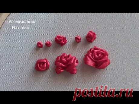 МК. Розы из узкой ленты. Разные способы. Roses from a narrow ribbon. Different ways. Step by step.