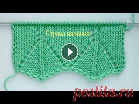 Кайма спицами. Оформление края вязанного изделия. Crochet edging patterns. Вяжем красивую простую кайму спицами для отделки края изделия. Раппорт узора 16 петель и 18 рядов. Для образца набираем количество петель кратное 16+1...