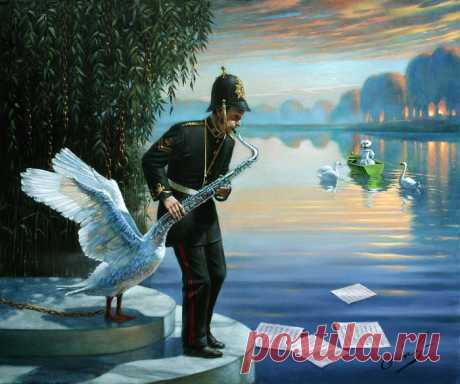 Illusions of Absurdity. Swansophone Elegy, Michael Cheval (Михаил Хохлачев), арт галерея живописи. Страница get.