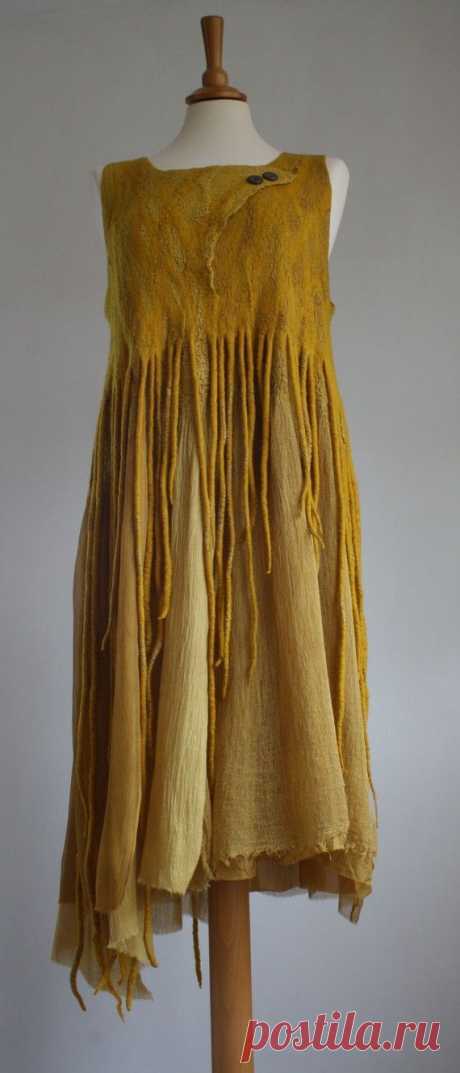 Merino Silk Dress, naturally dyed, OOAK