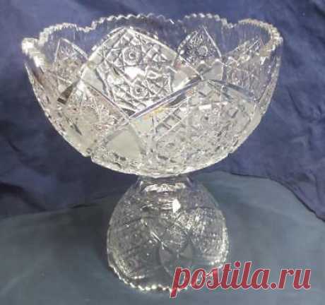 Vintage Cut Crystal Punch Bowl Star Starburst Diamond cut EUC  | eBay CLICK ON FULL DESCRIPTION AND SEE ALL DETAILS AND PICTURE.