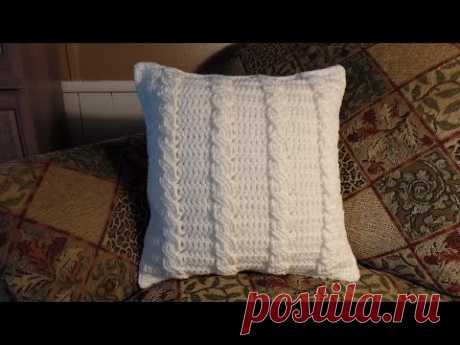 #Crochet Cable Stitch Throw Accent Pillow #TUTORIAL