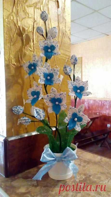 Орхидея из бисера. МК.